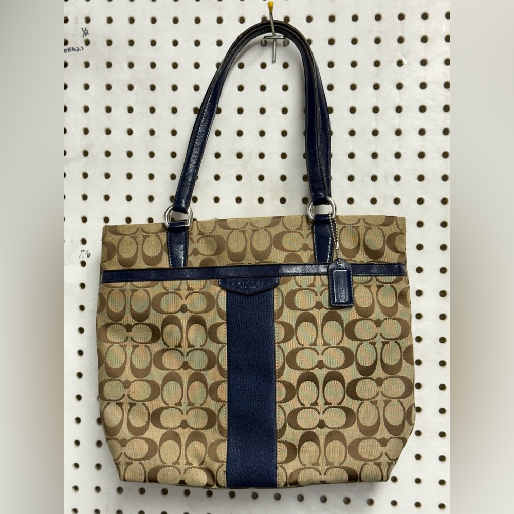 Coach Tan and Blue Signature Tote